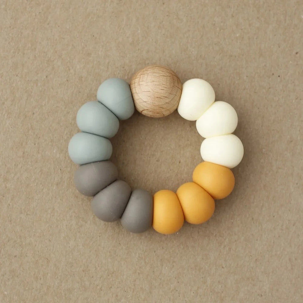 Beaded Silicone & Wood Ring Toy