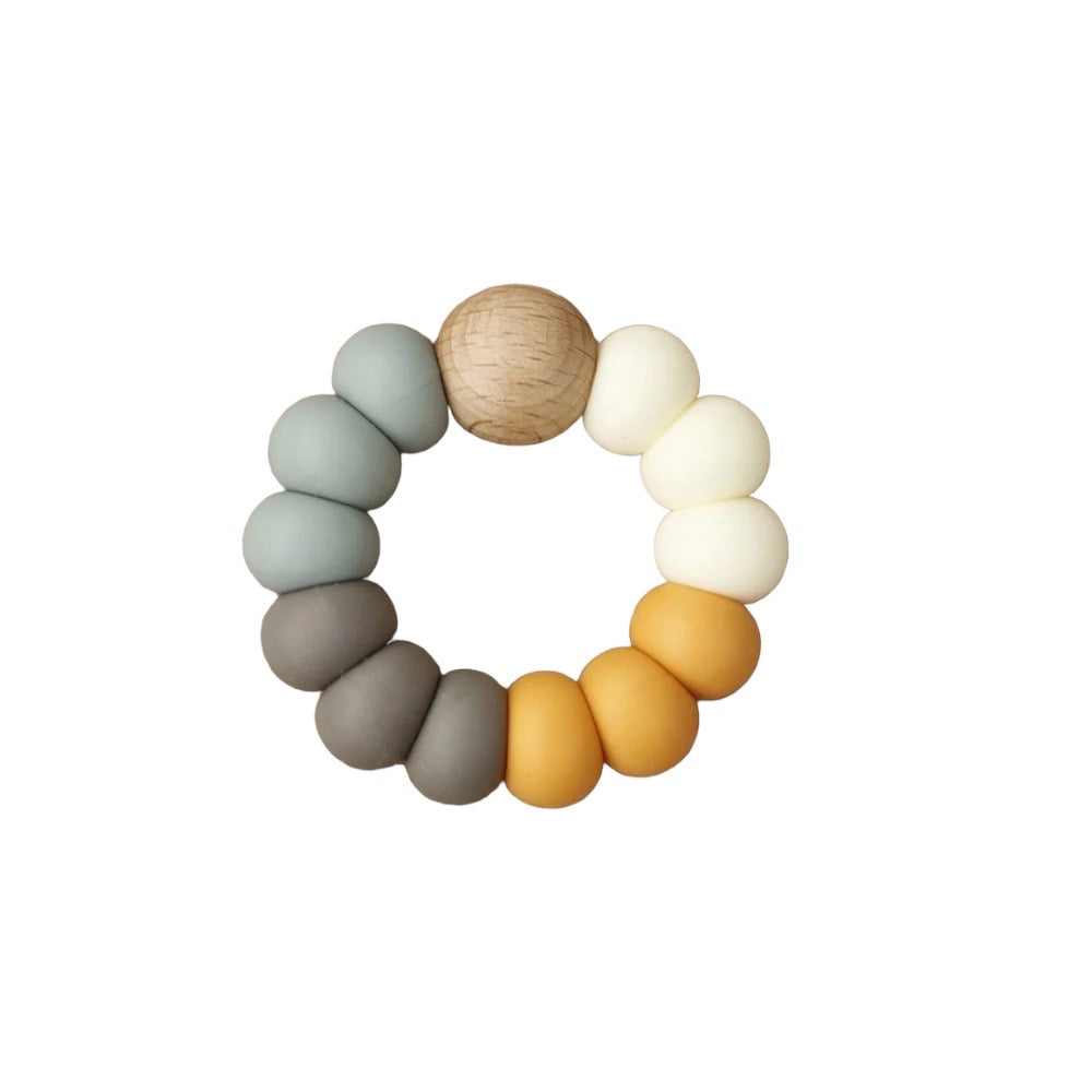 Beaded Silicone & Wood Ring Toy